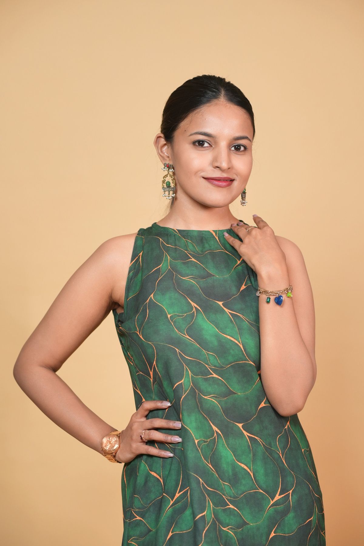 Emerald Leaf Halter Gown - Image 2