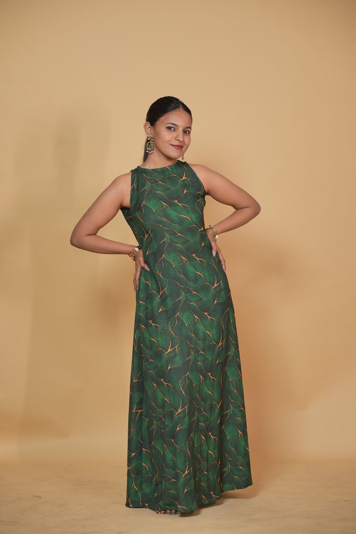 Emerald Leaf Halter Gown - Image 3