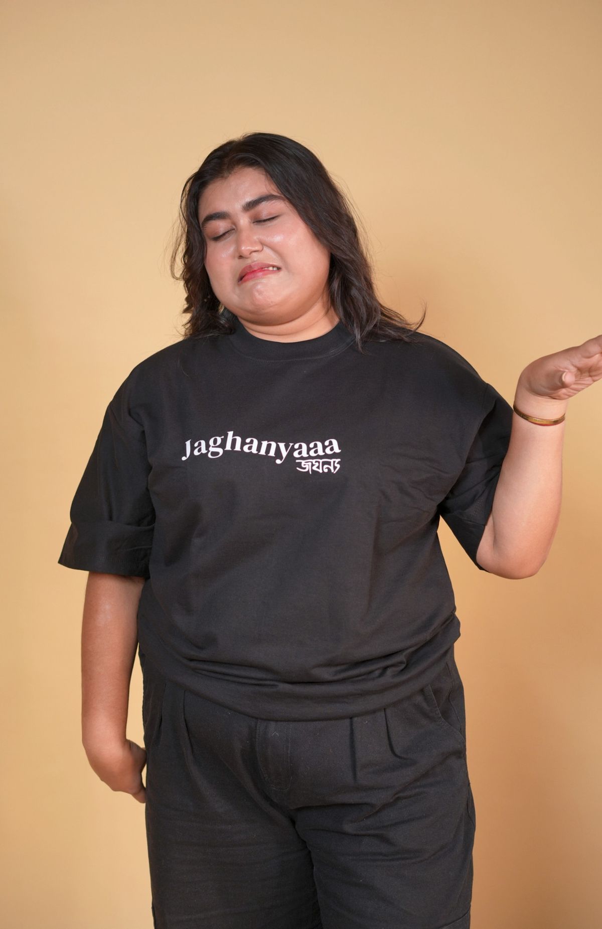 Jaghanyaa Black Printed Oversized Tshirt - Image 2