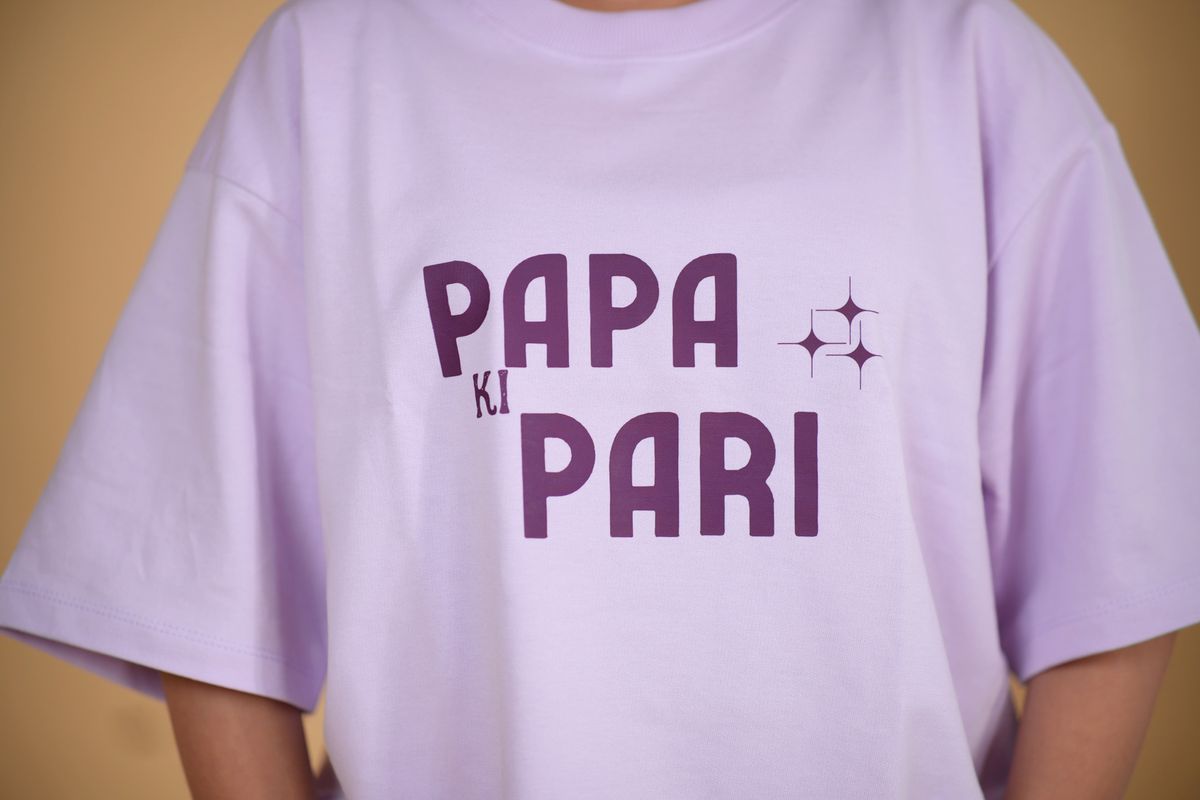 Papa Ki Pari Lavender Printed Oversized Tshirt - Image 2
