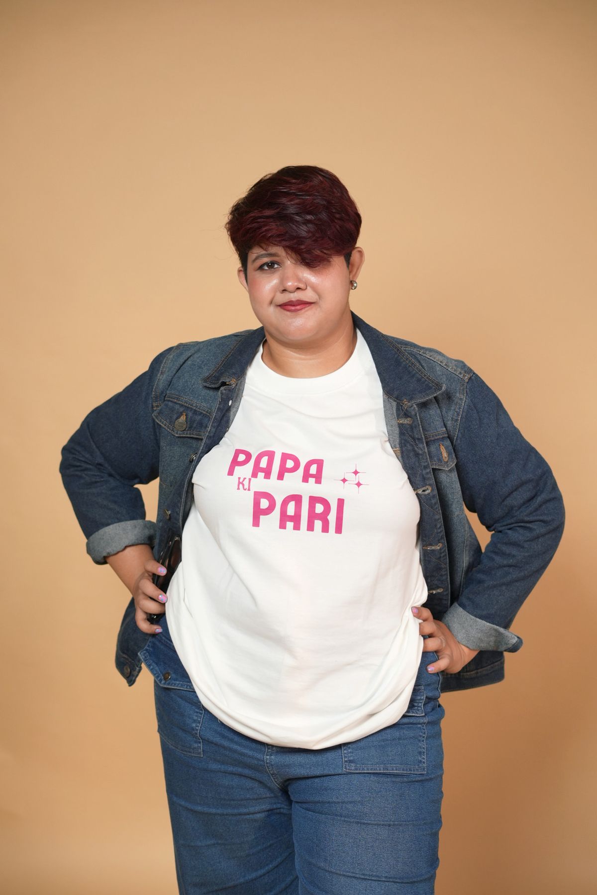 Papa Ki Pari White Printed Oversized Tshirt