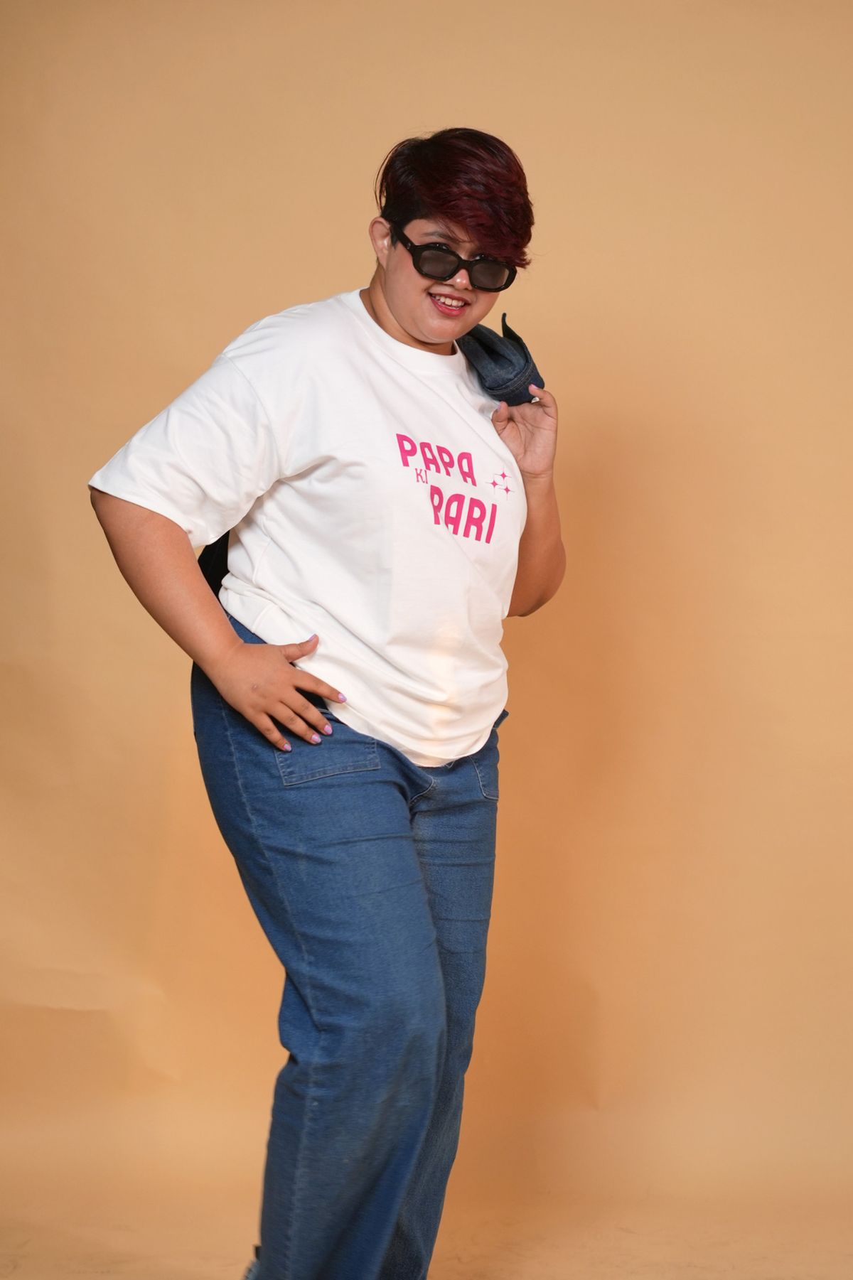 Papa Ki Pari White Printed Oversized Tshirt - Image 3