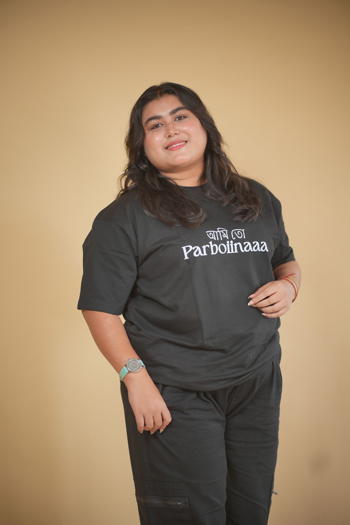 Parboina Black Printed Oversized Tshirt - Image 3