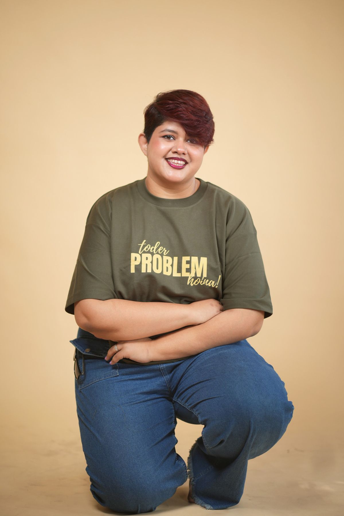 Problem Hoina Green Printed Oversized Tshirt