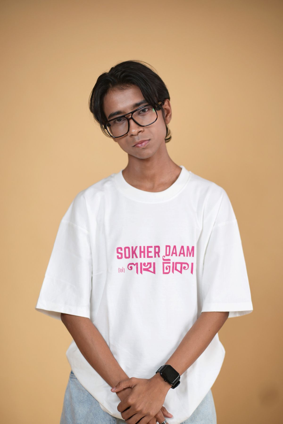 Shokher Daam White Printed Oversized Tshirt - Image 2